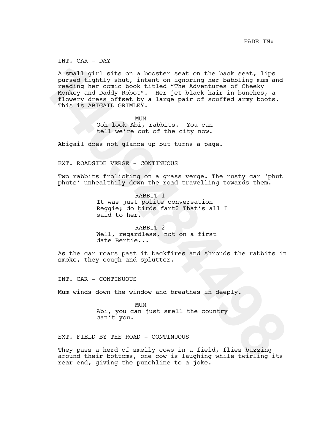 Episode 1 script page