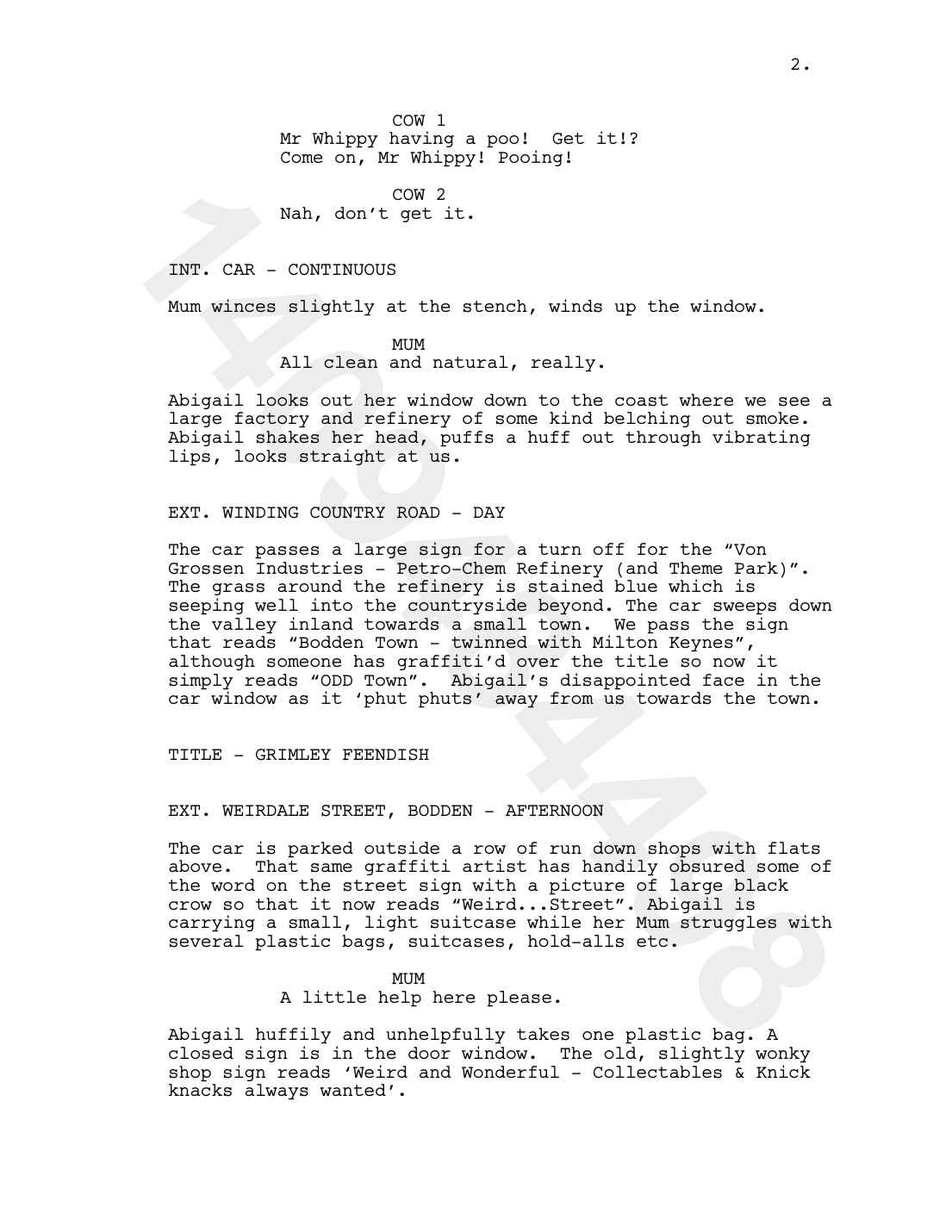 Episode 1 script page