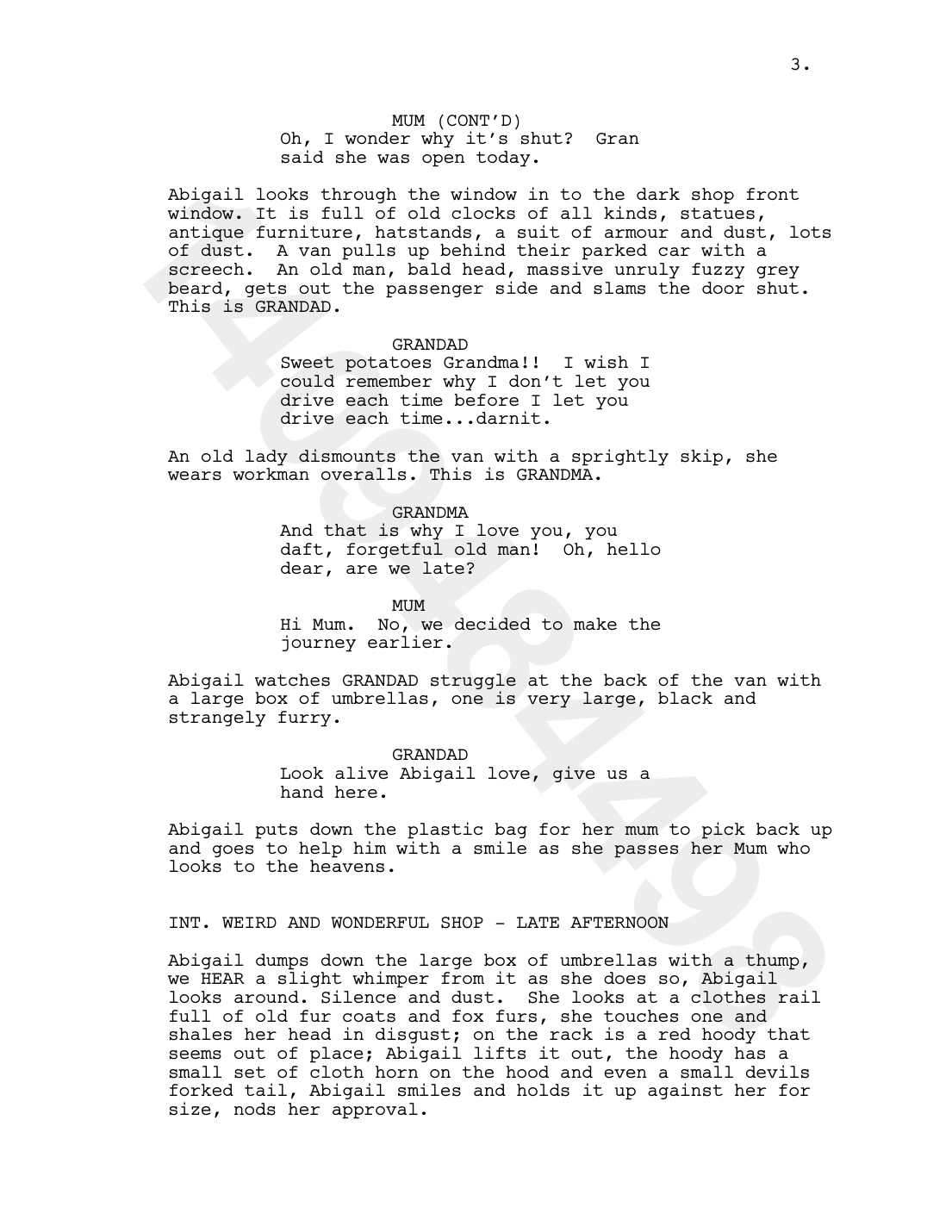 Episode 1 script page
